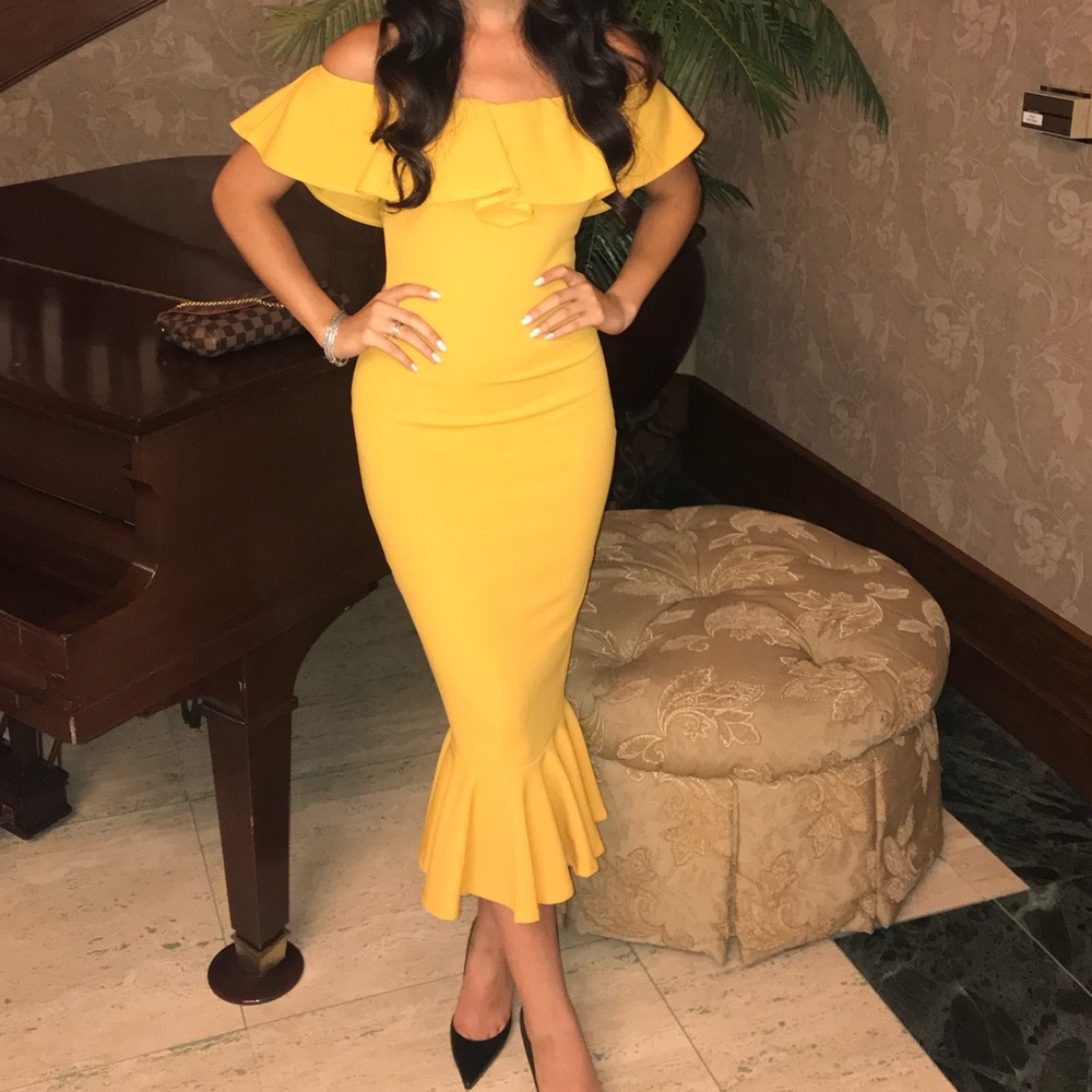Yellow Off Shoulder Dress